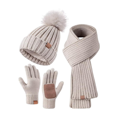 Winter Knitted Hat Scarf Gloves