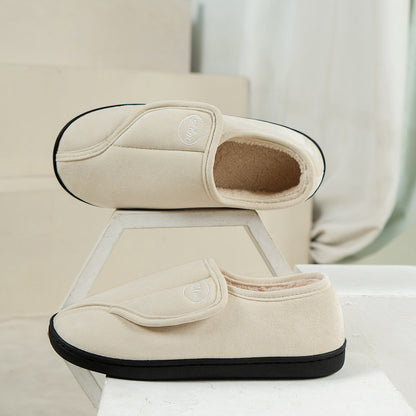 Winter Non-Slip Velcro Cotton Slippers Indoor Warm Furry Shoes