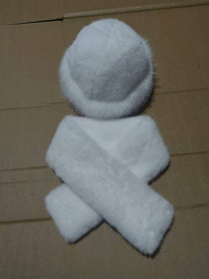 Winter Plush Hat and Scarf Set for Women
