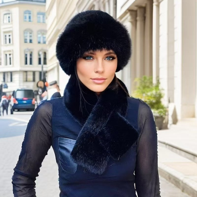Winter Plush Hat and Scarf Set for Women
