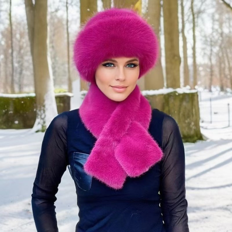 Winter Plush Hat and Scarf Set for Women