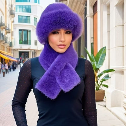 Winter Plush Hat and Scarf Set for Women