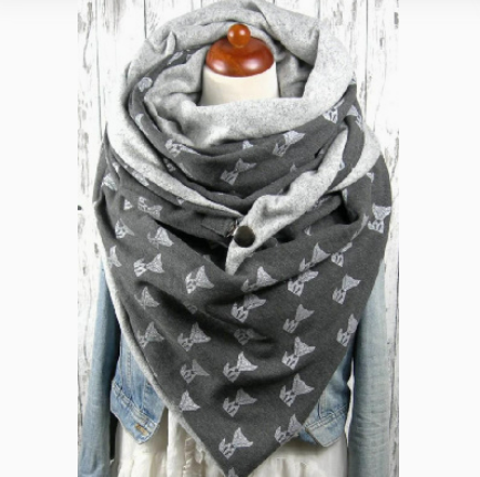 Winter Plush Triangle Scarf with Digital Print