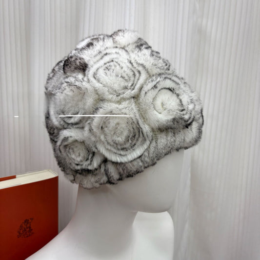 Winter Rabbit Fur Knitted Hat with Ear Protection