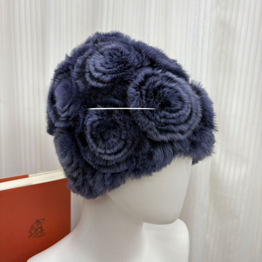 Winter Rabbit Fur Knitted Hat with Ear Protection