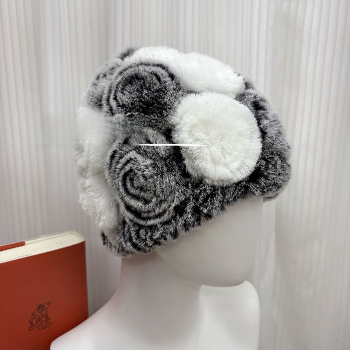 Winter Rabbit Fur Knitted Hat with Ear Protection
