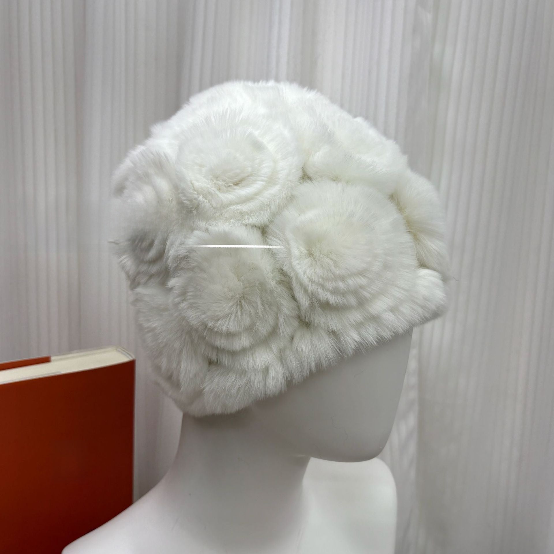 Winter Rabbit Fur Knitted Hat with Ear Protection