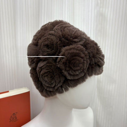 Winter Rabbit Fur Knitted Hat with Ear Protection