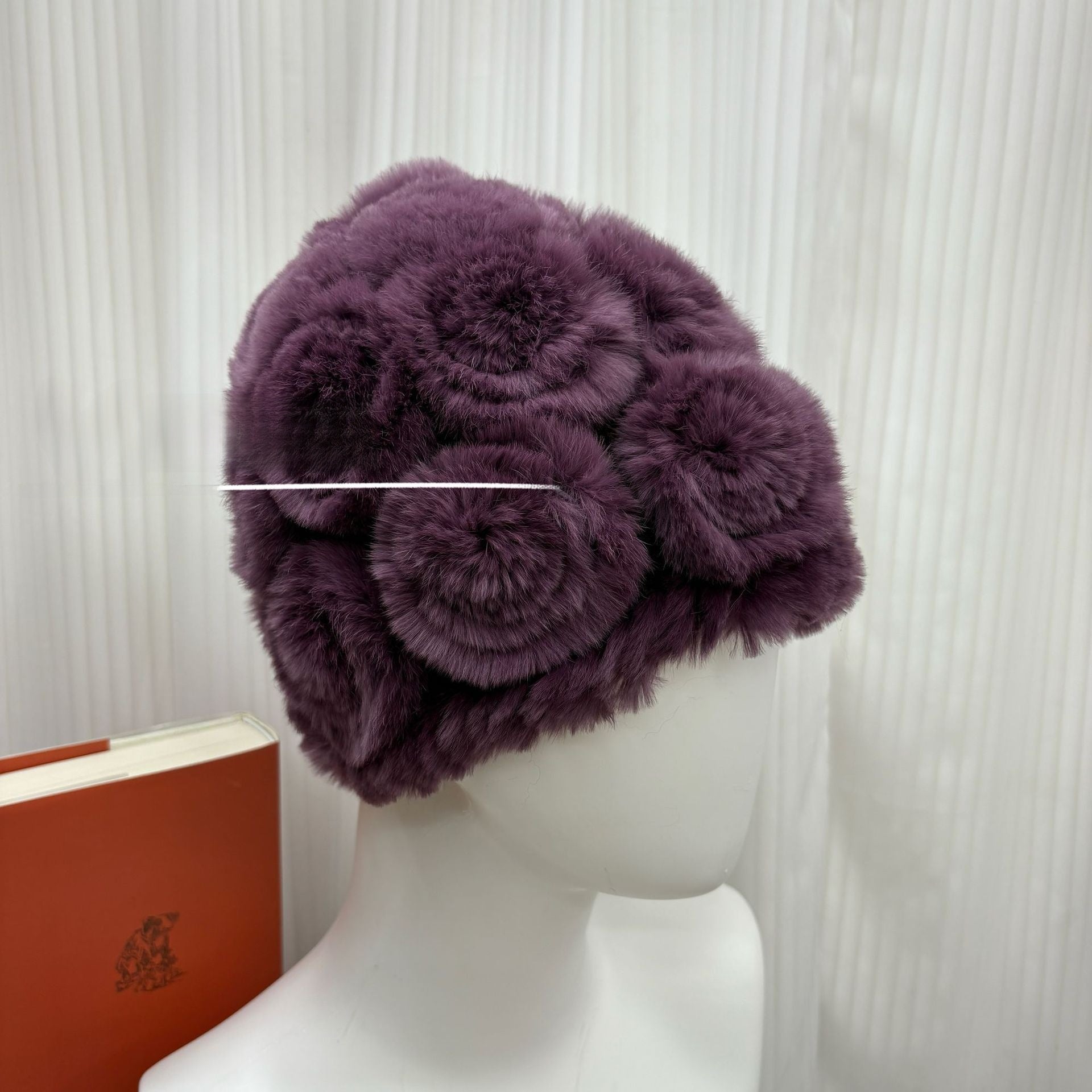 Winter Rabbit Fur Knitted Hat with Ear Protection