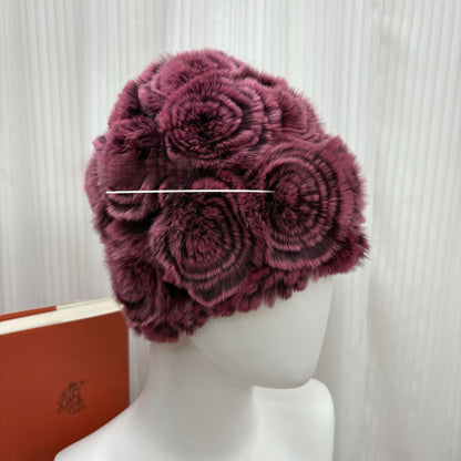 Winter Rabbit Fur Knitted Hat with Ear Protection
