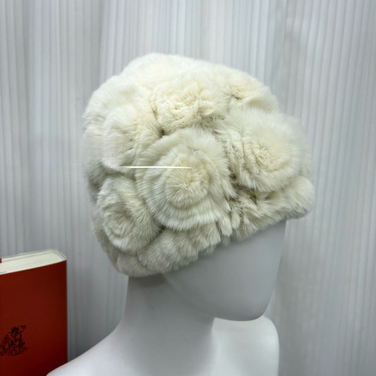Winter Rabbit Fur Knitted Hat with Ear Protection