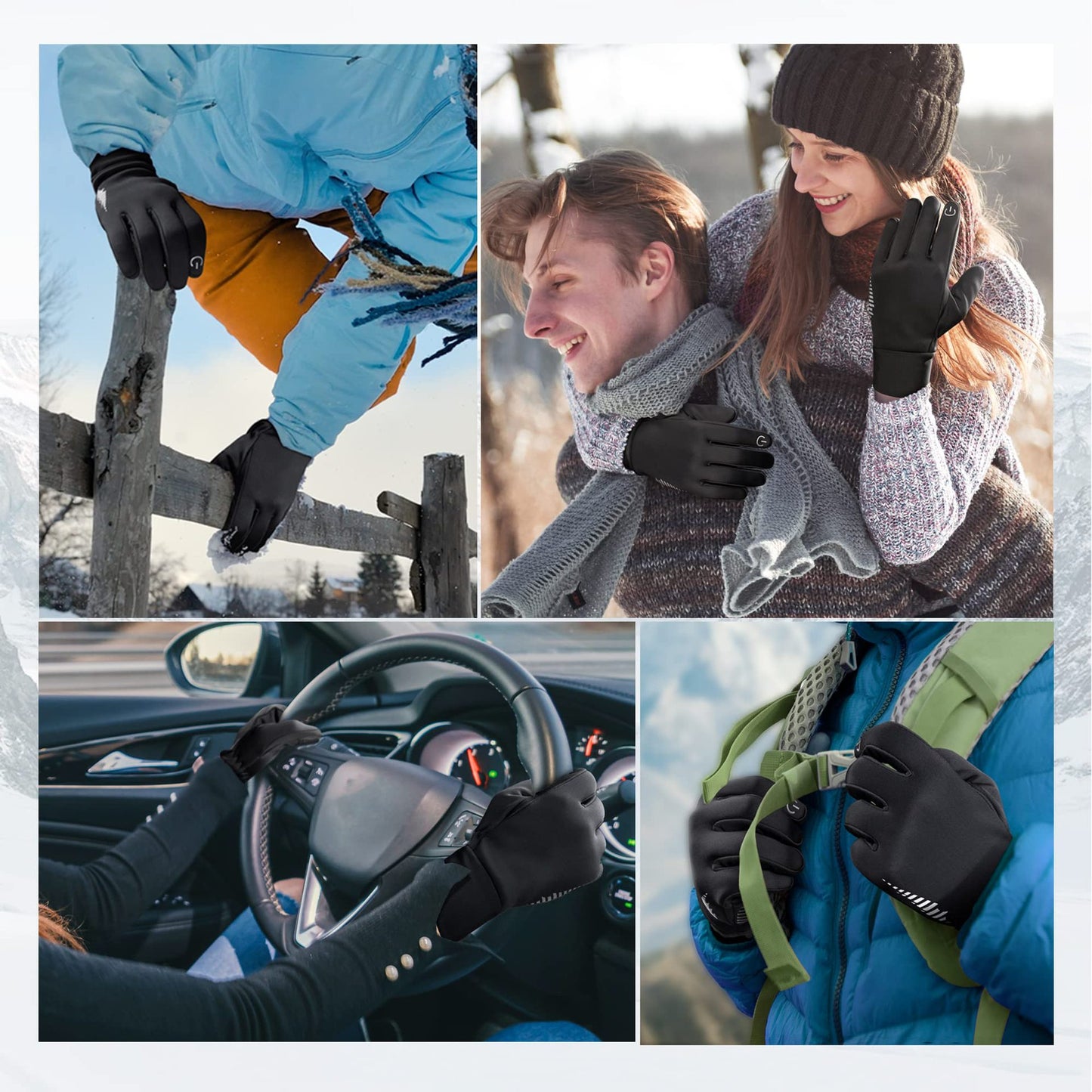 Winter ski gloves with warm lining
