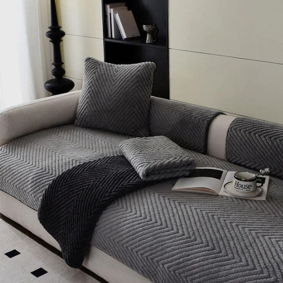 Winter thickened plush sofa cover