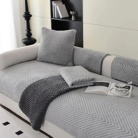 Winter thickened plush sofa cover