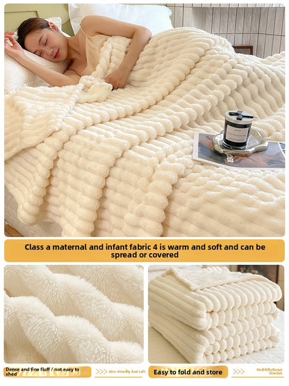 Winter Thickened Rabbit Fur Blanket, Casual Throw Blanket, Light Luxury High-End Sofa Blanket, Office Nap Blanket