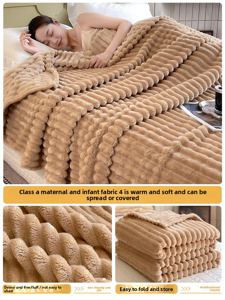 Winter Thickened Rabbit Fur Blanket, Casual Throw Blanket, Light Luxury High-End Sofa Blanket, Office Nap Blanket