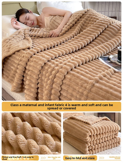Winter Thickened Rabbit Fur Blanket, Casual Throw Blanket, Light Luxury High-End Sofa Blanket, Office Nap Blanket