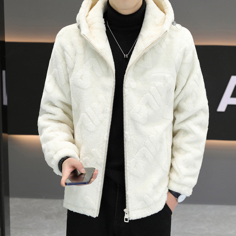 Winter Velvet Hooded Mens Jacket