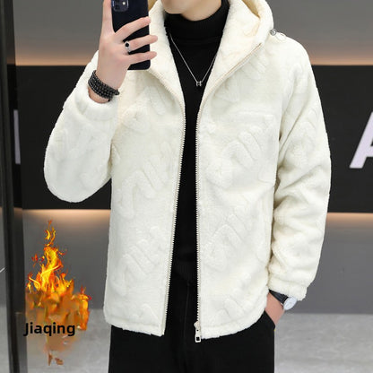 Winter Velvet Hooded Mens Jacket