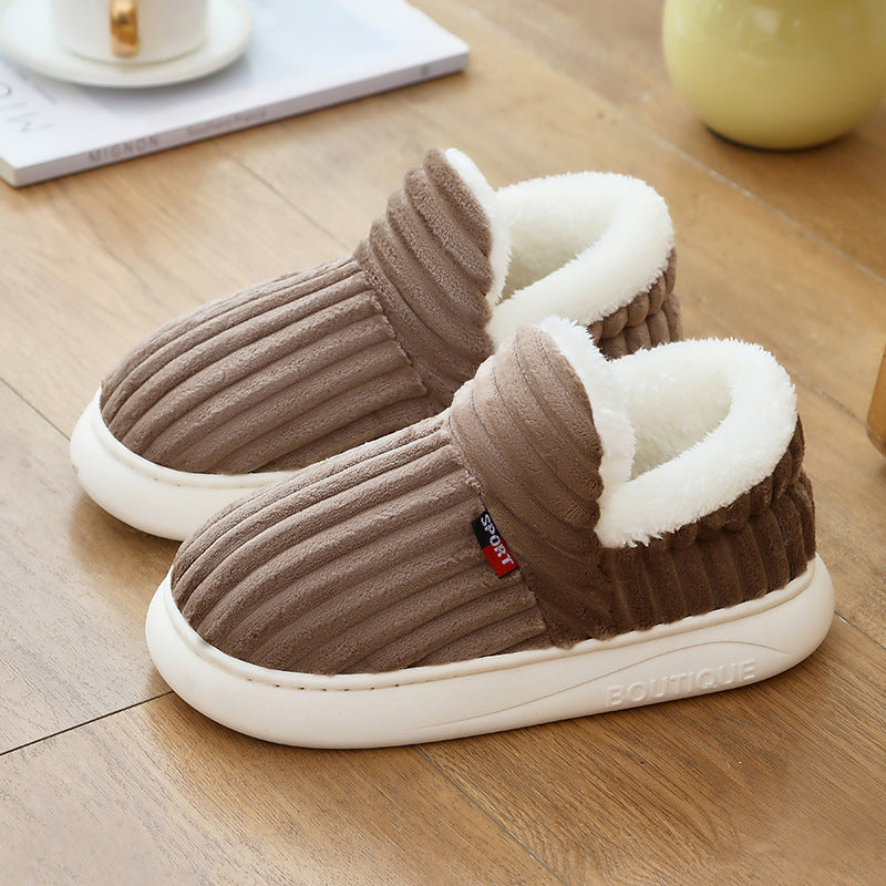 Winter Warm Cotton Shoes for Women Men Indoor Thick Soled
