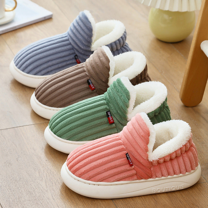 Winter Warm Cotton Shoes for Women Men Indoor Thick Soled