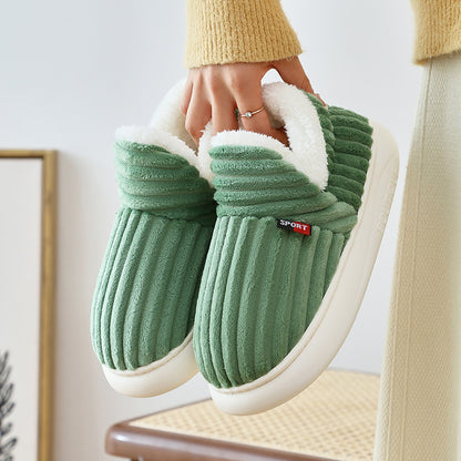Winter Warm Cotton Shoes for Women Men Indoor Thick Soled
