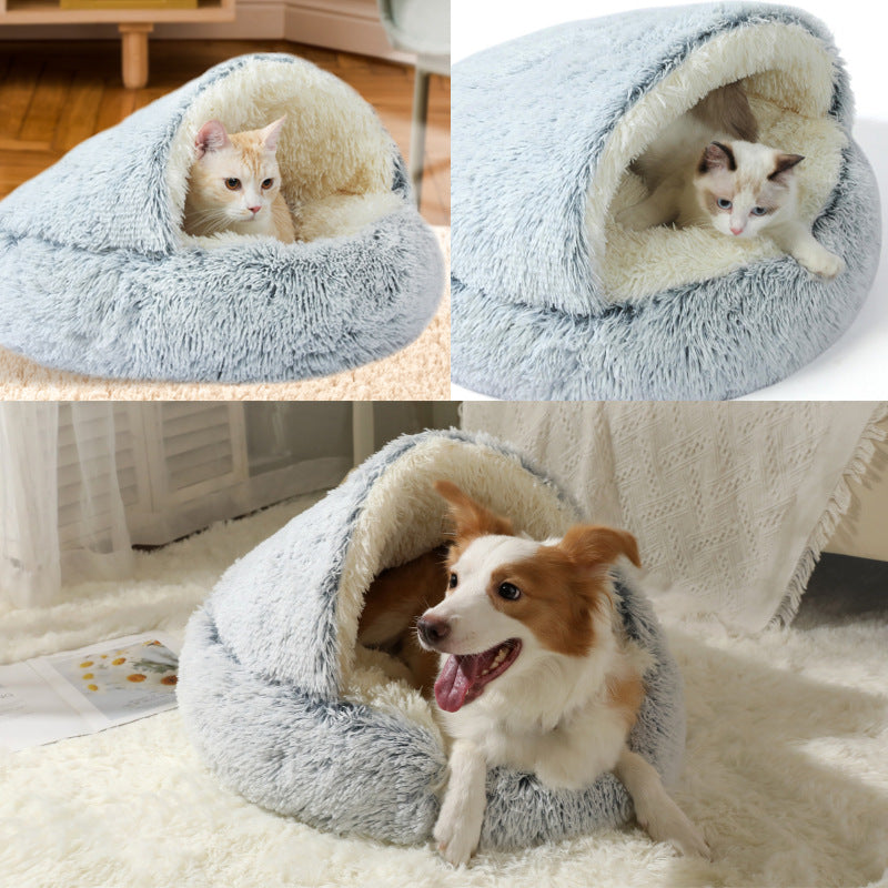 Winter warm shell semi-enclosed cat bed