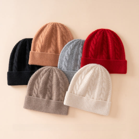 Winter warm thick knitted wool hat