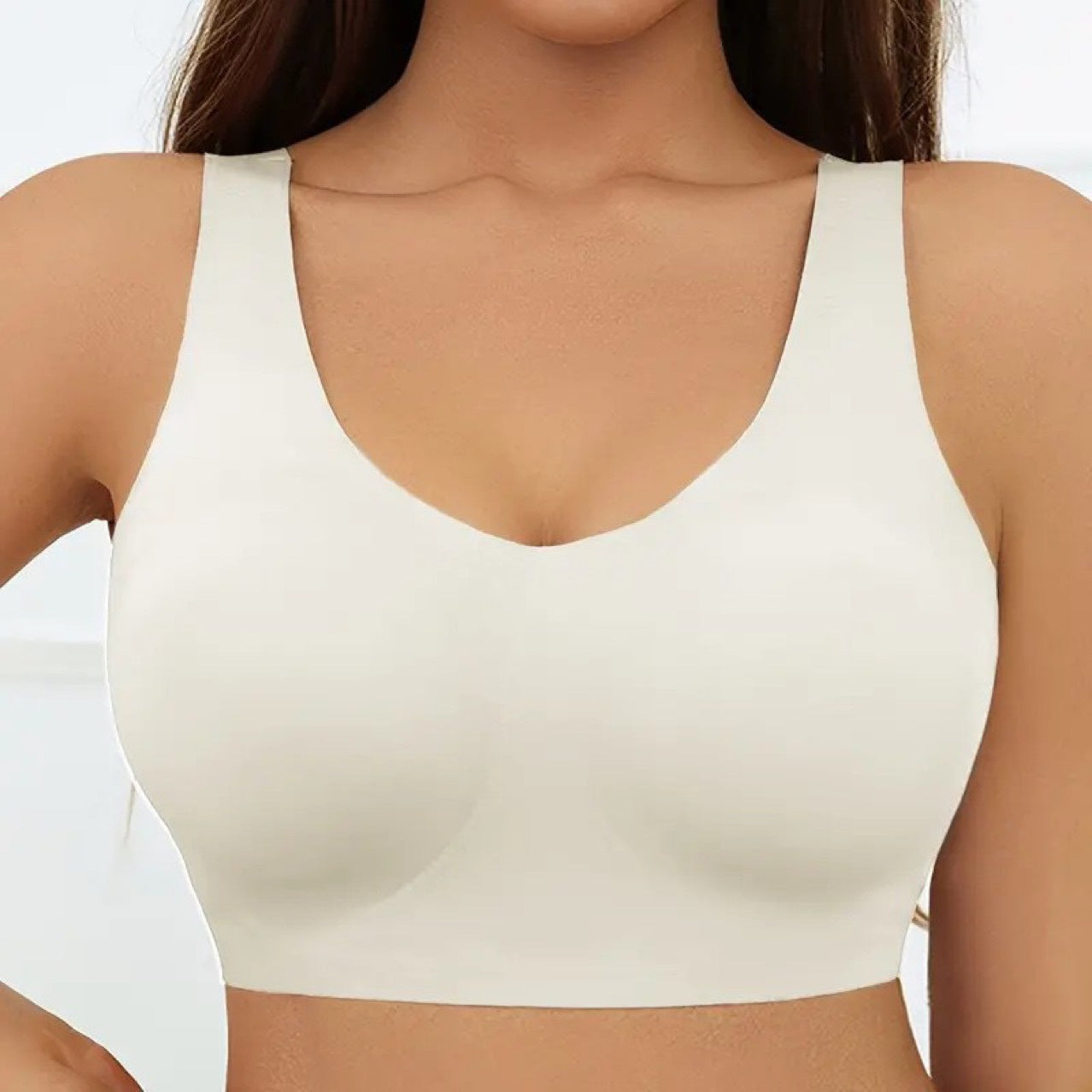 Wire-Free Cotton Bra with Halter Straps