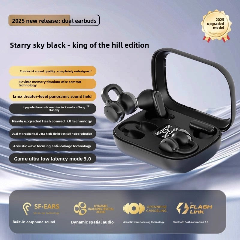 Wireless Bluetooth Ear Clip Earphones with Noise Reduction
