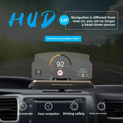 Wireless Charging Car HUD Phone Holder with Projection Display