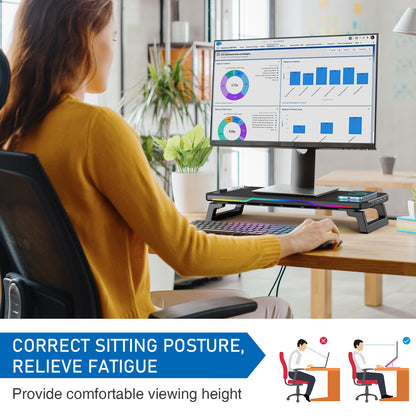 Wireless Charging RGB Laptop Stand with Hub and Height Adjustment