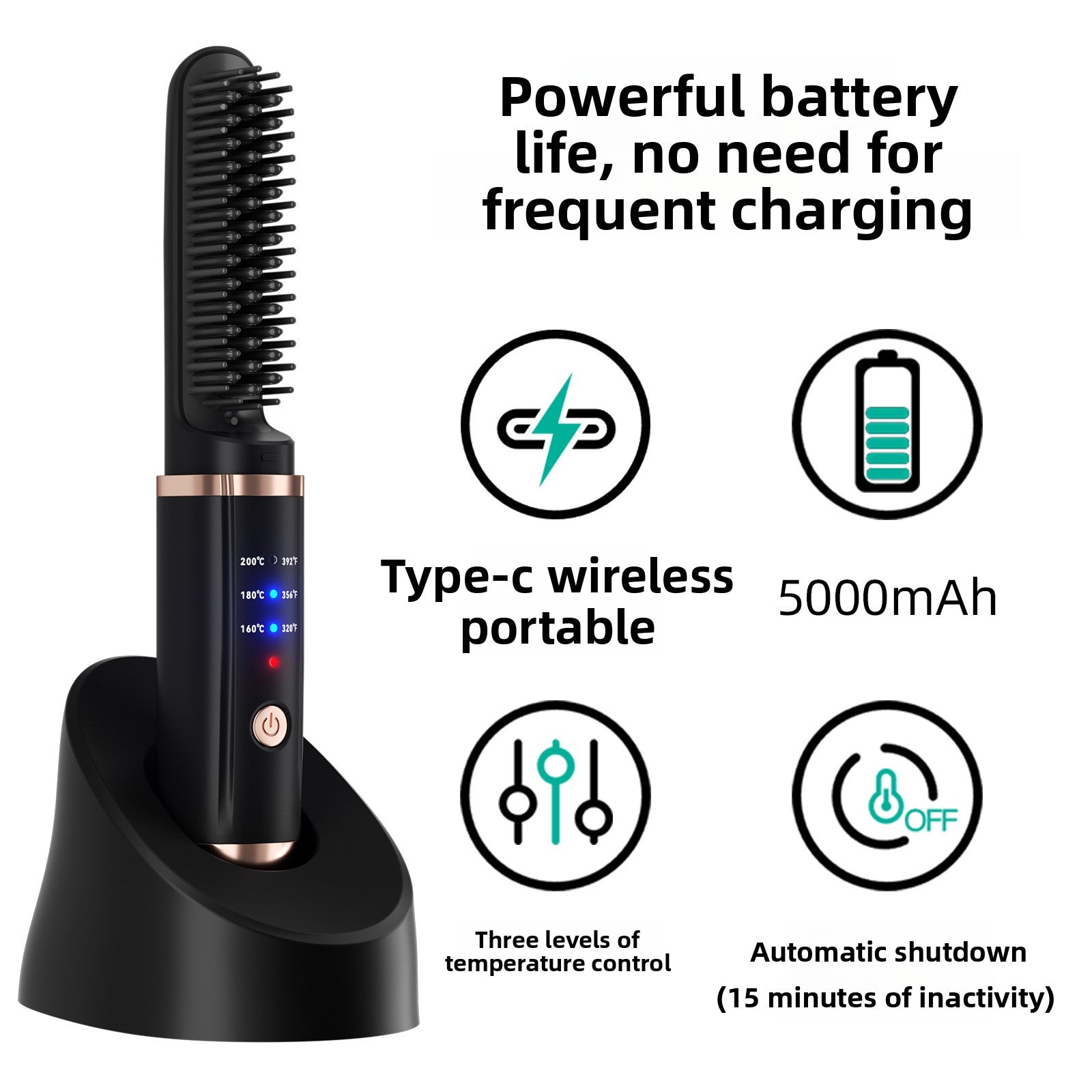 Wireless direct hair curling comb
