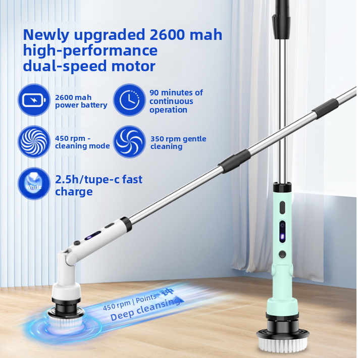 Wireless Electric Cleaning Brush with Rotating Heads