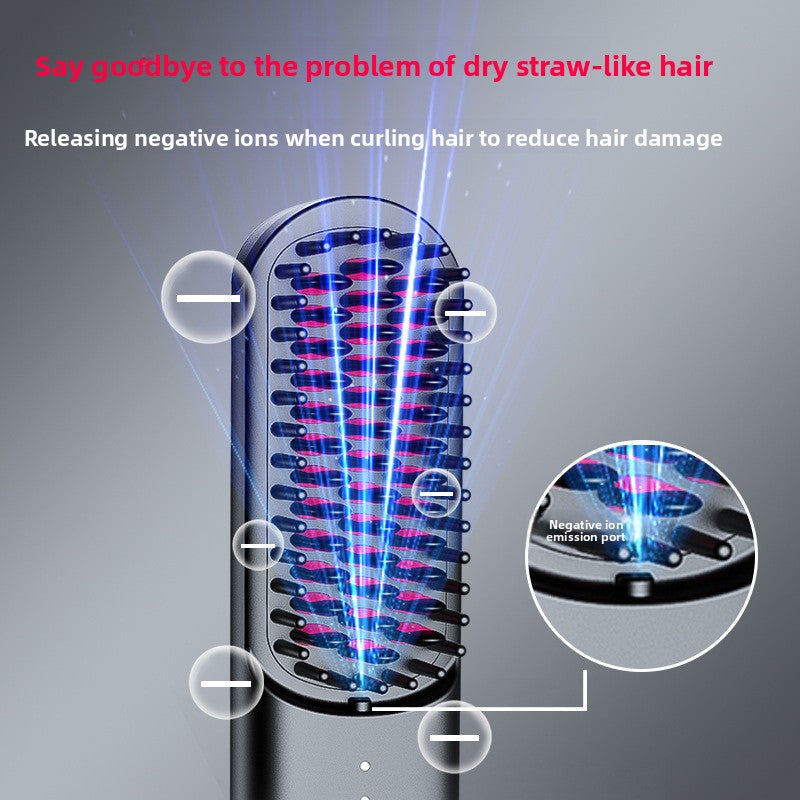 Wireless Hair Straightener and Curler with Negative Ion