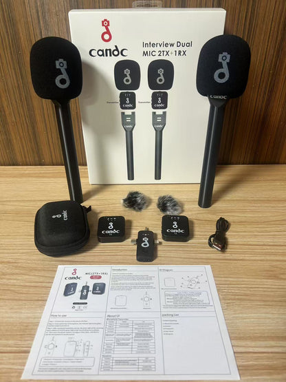 Wireless Handheld Interview Microphone with Noise Reduction