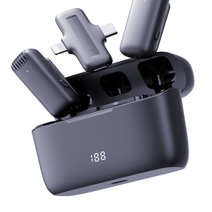 Wireless Lavalier Microphone with Charging Case for Mobile Recording