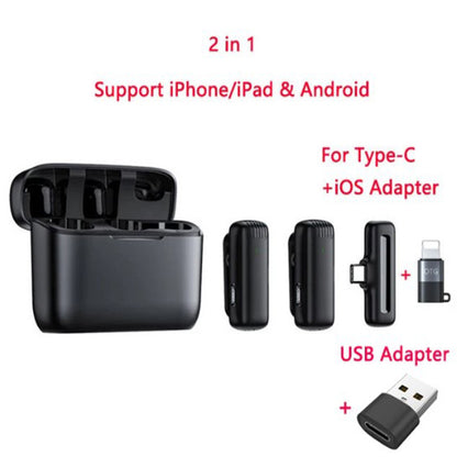 Wireless Lavalier Microphone with Charging Case for Mobile Recording