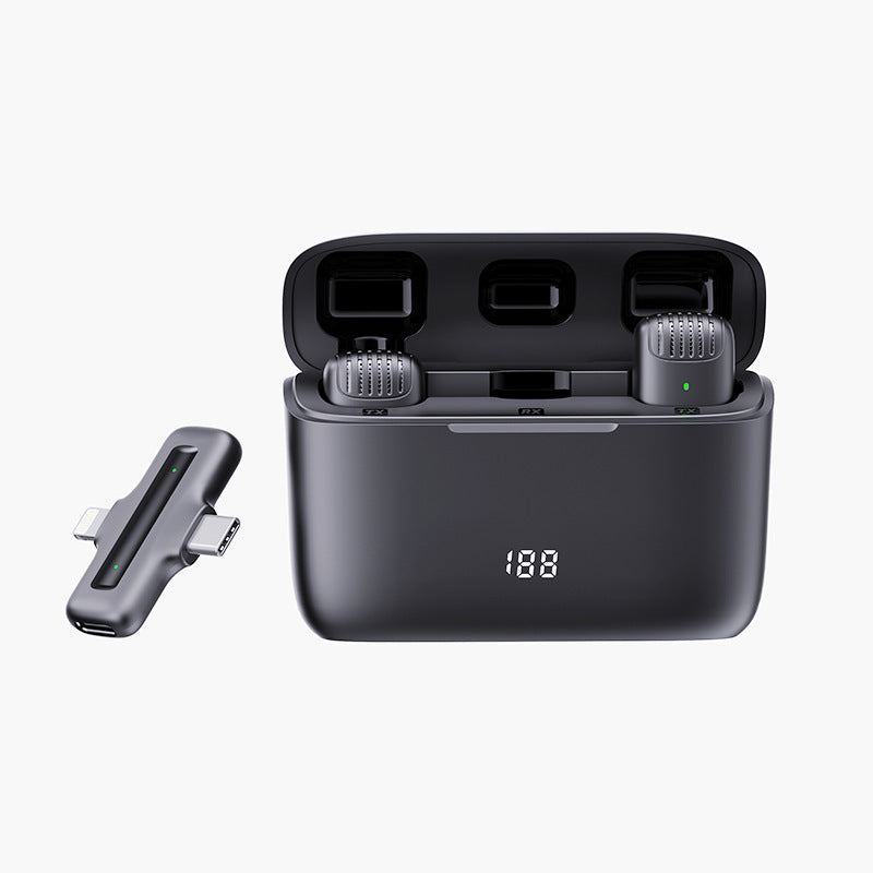 Wireless Lavalier Microphone with Charging Case for Mobile Recording