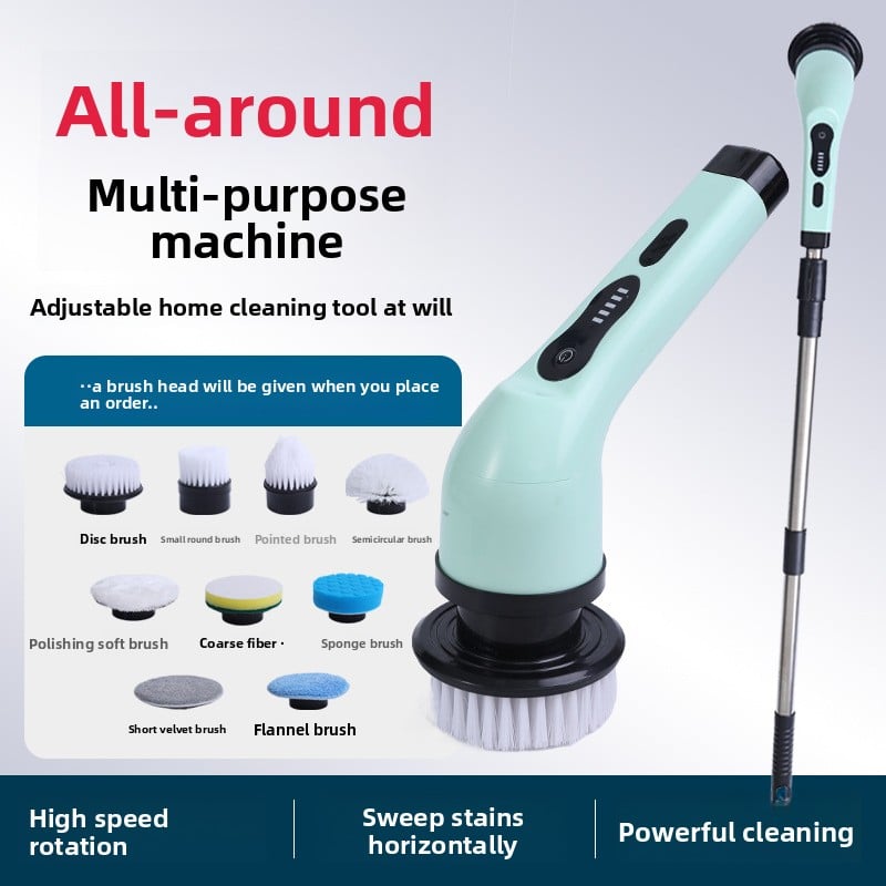 Wireless Long Handle Electric Cleaning Brush Household Handheld Multifunctional Toilet Washing Machine Artifact Cleaning Kitchen Waterproof