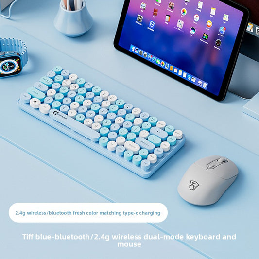 Wireless Mechanical Feel Silent Keyboard with Bluetooth Rechargeable