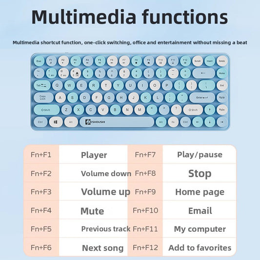 Wireless Mechanical Feel Silent Keyboard with Bluetooth Rechargeable