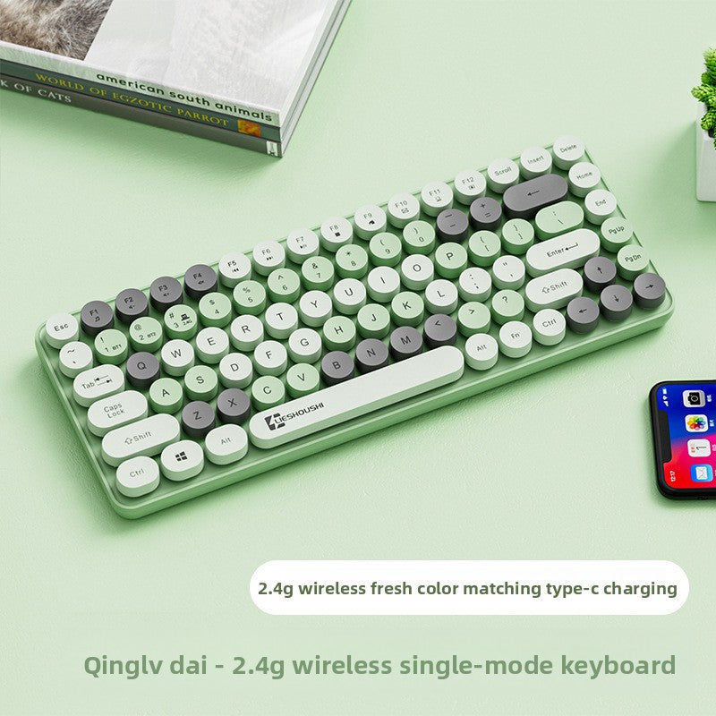 Wireless Mechanical Feel Silent Keyboard with Bluetooth Rechargeable