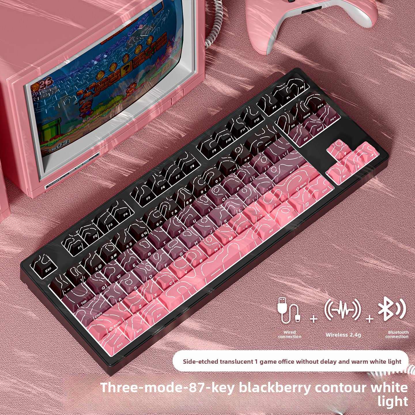 Wireless Mechanical Keyboard with Bluetooth Triple-Mode Connectivity
