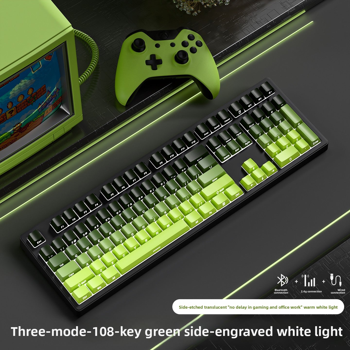 Wireless Mechanical Keyboard with Bluetooth Triple-Mode Connectivity
