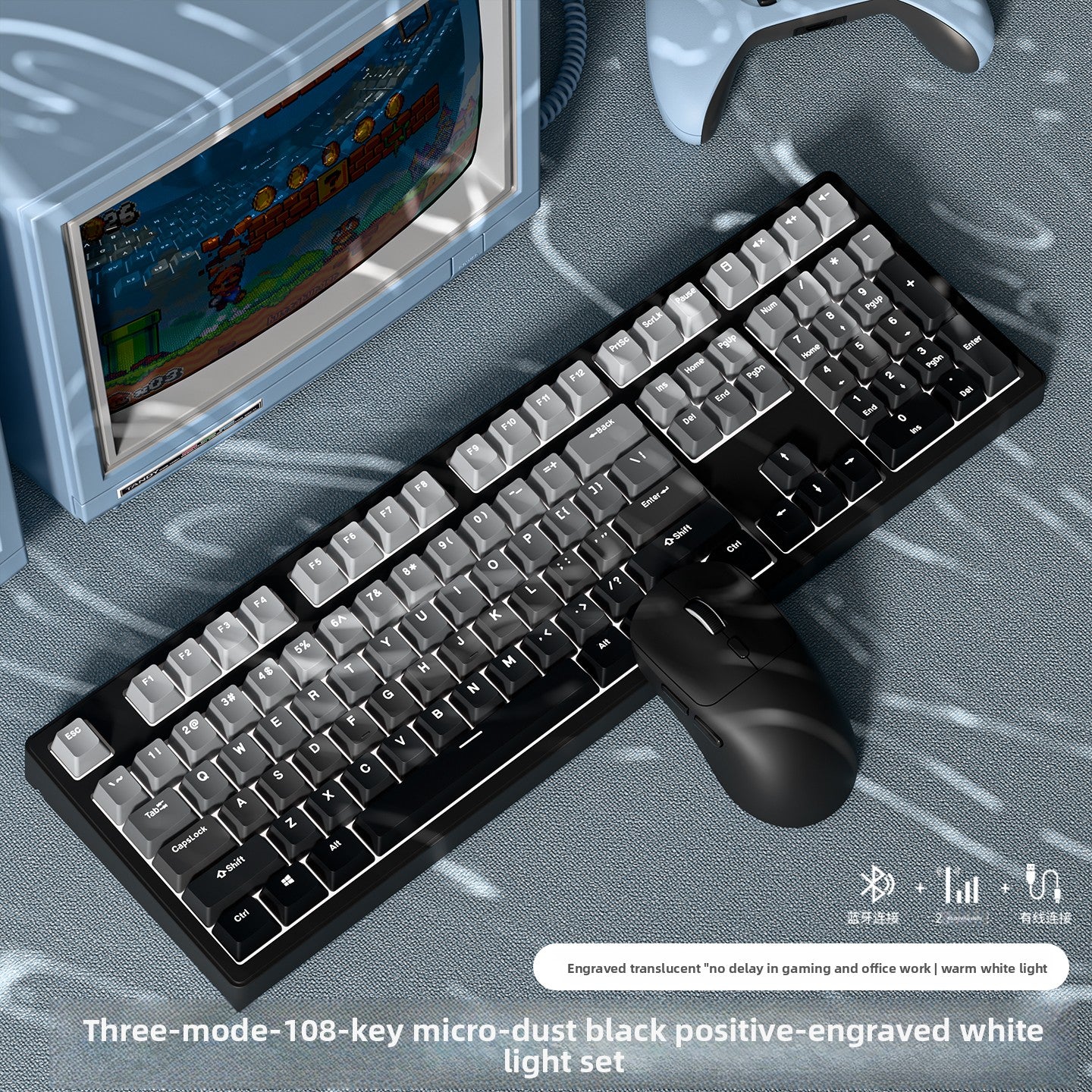 Wireless Mechanical Keyboard with Bluetooth Triple-Mode Connectivity