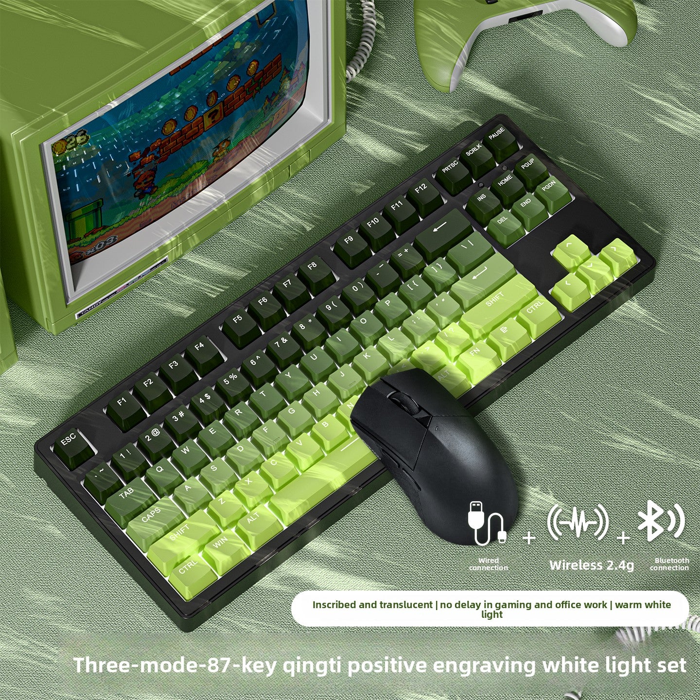 Wireless Mechanical Keyboard with Bluetooth Triple-Mode Connectivity
