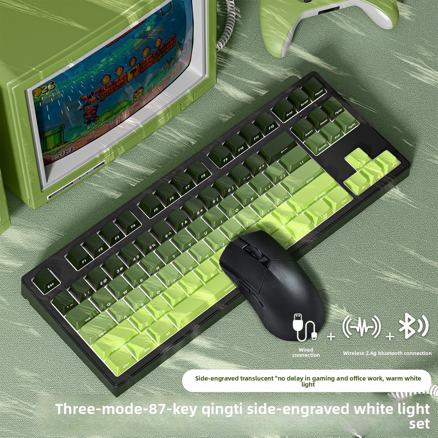 Wireless Mechanical Keyboard with Bluetooth Triple-Mode Connectivity