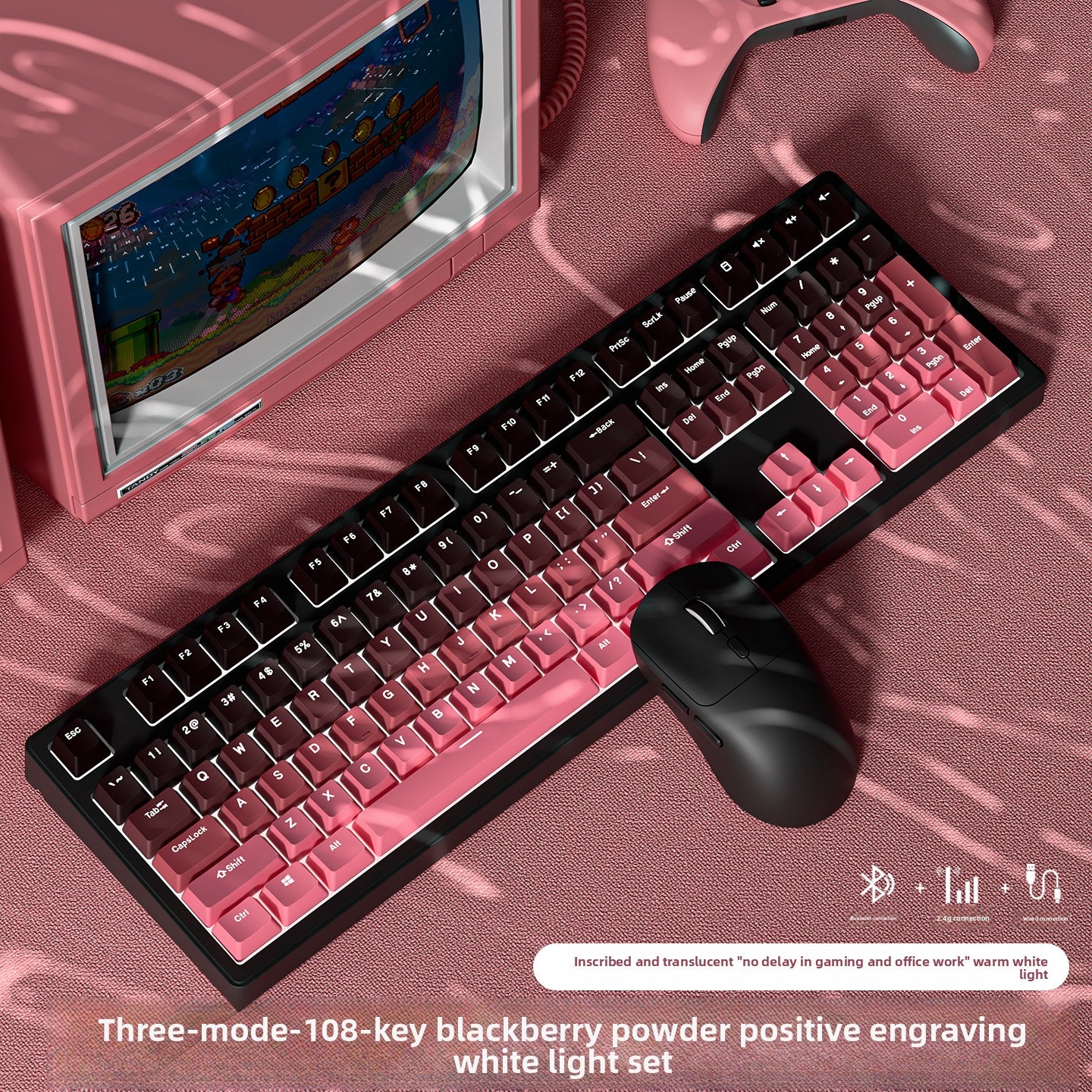 Wireless Mechanical Keyboard with Bluetooth Triple-Mode Connectivity