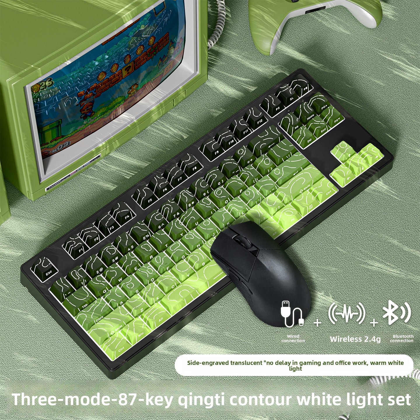 Wireless Mechanical Keyboard with Bluetooth Triple-Mode Connectivity